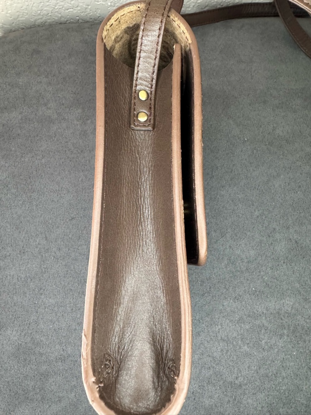 Tooled Western Style Crossbody Bag Brown Faux Leather Small Festival Purse Boho - Picture 6 of 11